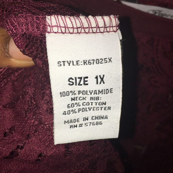 Burgundy sheer lace top - Picture 3 of 3